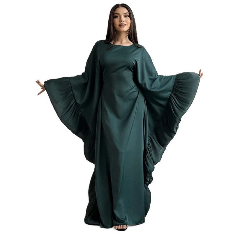 

Роскошное мусульманское платье Абая для женщин Рамадан Сабая Мусульманское платье с крыльями летучей мыши Абая Дубай Платье Дамен Кафтан Атласное платье Исламский кафтан Марокаин Халат