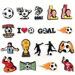 18pcs Or 22pcs Football Series Shoe Charms for Clogs Bubble Slides Sandals PVC Shoe Decorations Accessories