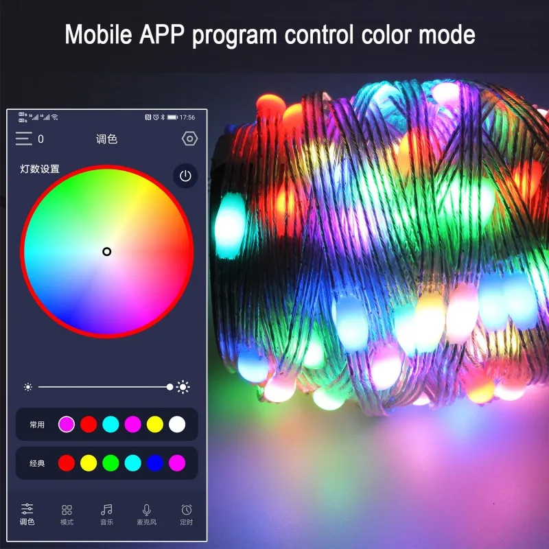 5M 10M 15M 20M 5V LED Magic Color Leather Line Lamp String USB Plug supporta Bluetooth Music Melody Line Lamp Christmas Set