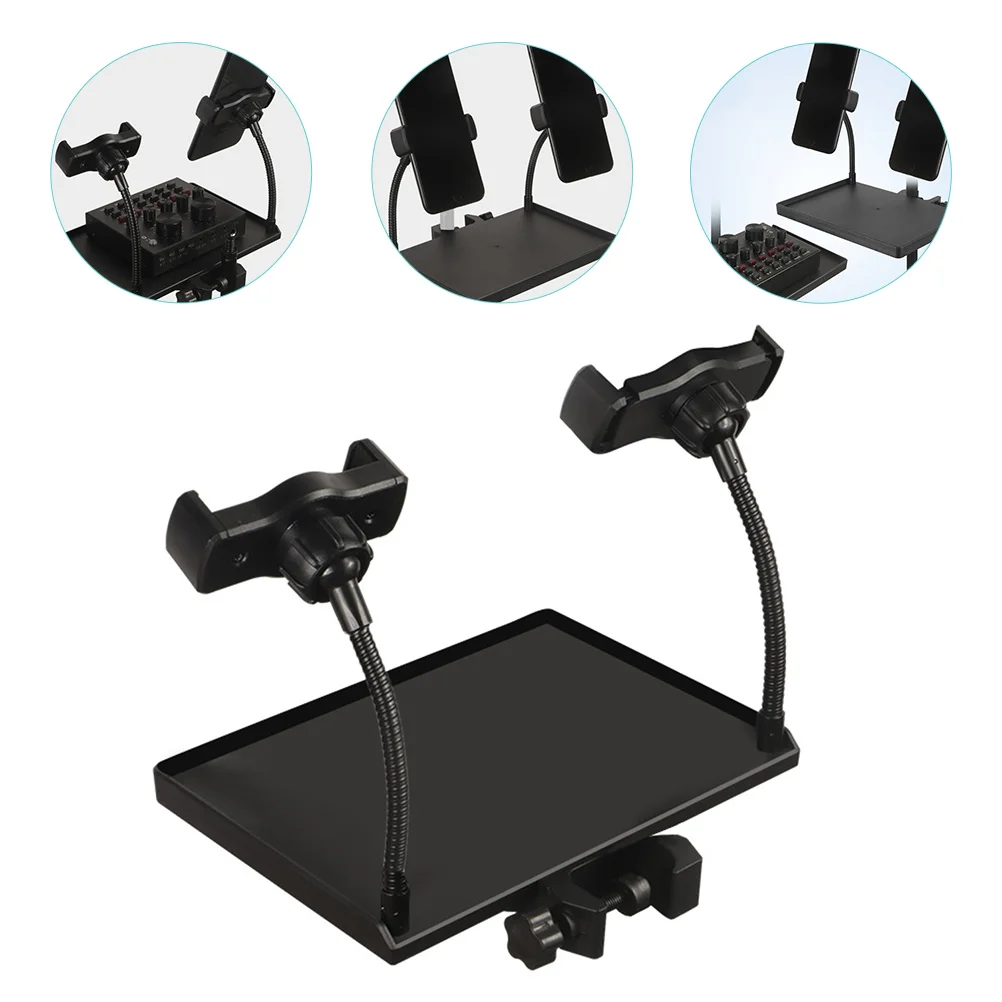 

Clip-On Microphone Stand Card Holder Multi-Purpose Movable Shelf Clamp-On Mic Storage Rack Durable Safe Material For Stage