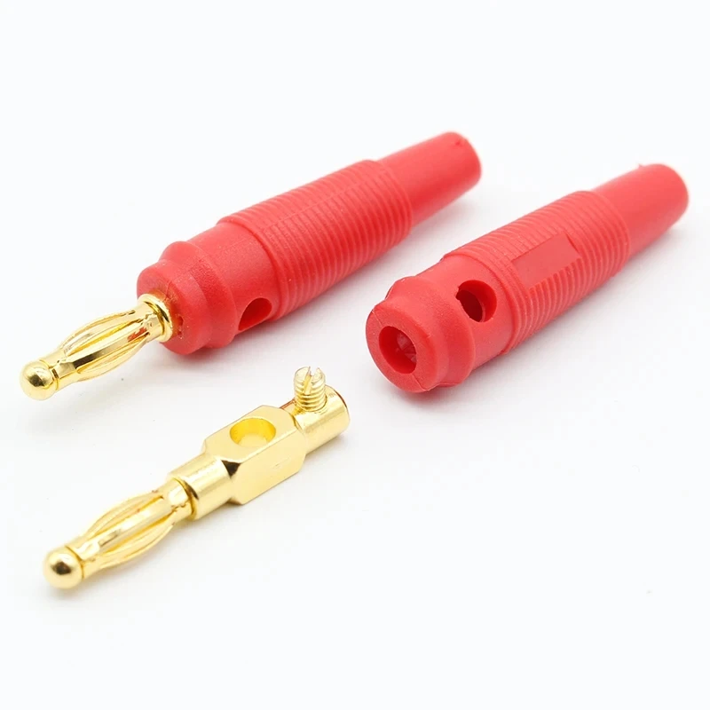 10/24/50Pcs 4mm Male Plugs Pure Copper Gold Plated Musical Speaker Cable Wire Banana Plug Connectors Jack for Audio Amplifier