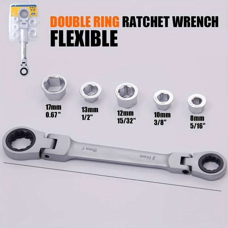 Ratchet Wrench Shaking Spanner Head Interchangeable Combination Set Removable Flexible Torque Spanner