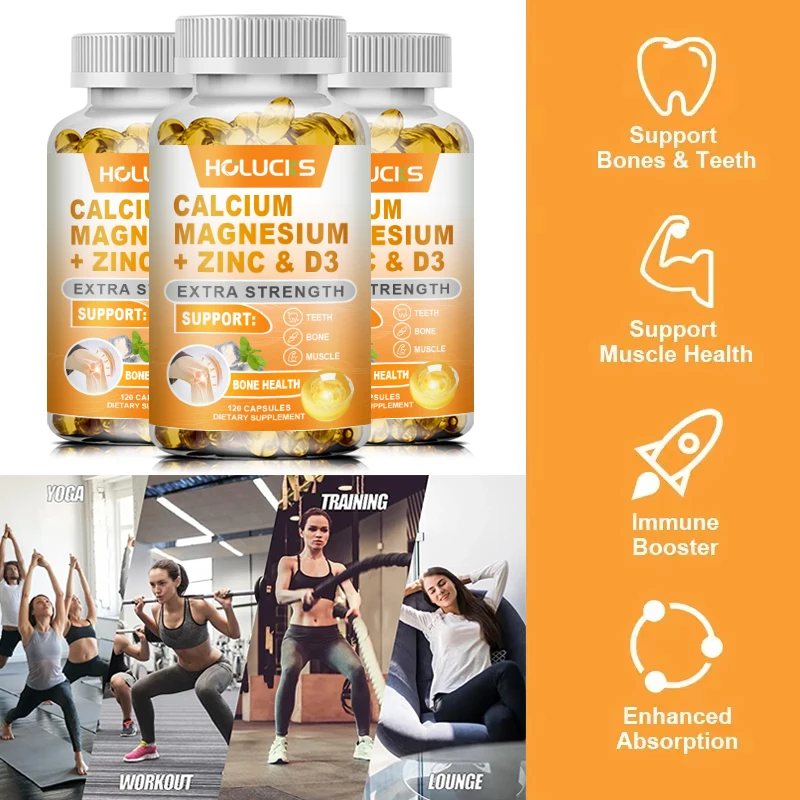 Calcium, Magnesium, Zinc and Vitamin D3 - Supports Bone Strength, Teeth, Muscle and Immune Health, Vitamin & Mineral Supplement