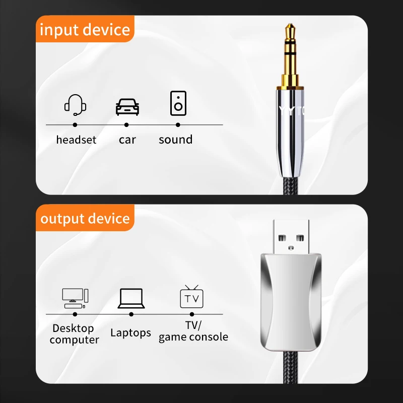 High quality USB to 3.5mm Cable USB A Male to 3.5 Jack Aux Connector for Car Speaker Headphone Auxiliary Adapter