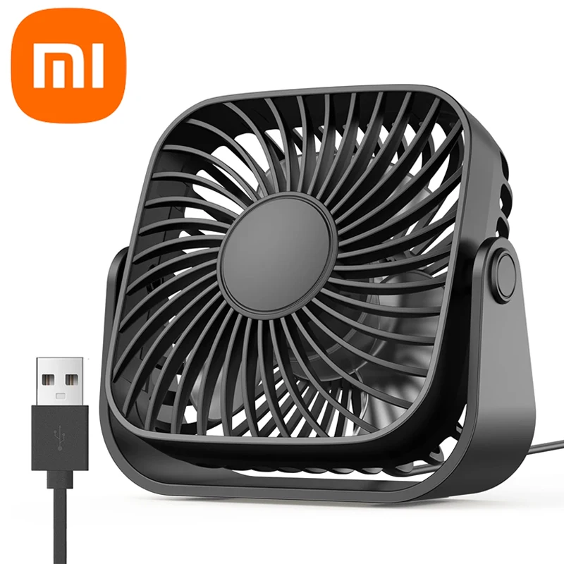 Przenośny wentylator Xiaomi USB Wentylator biurkowy Cichy, 3-biegowy wentylator osobisty 360°°Obrotowe wentylatory stojące do pokoju kempingowego w domu