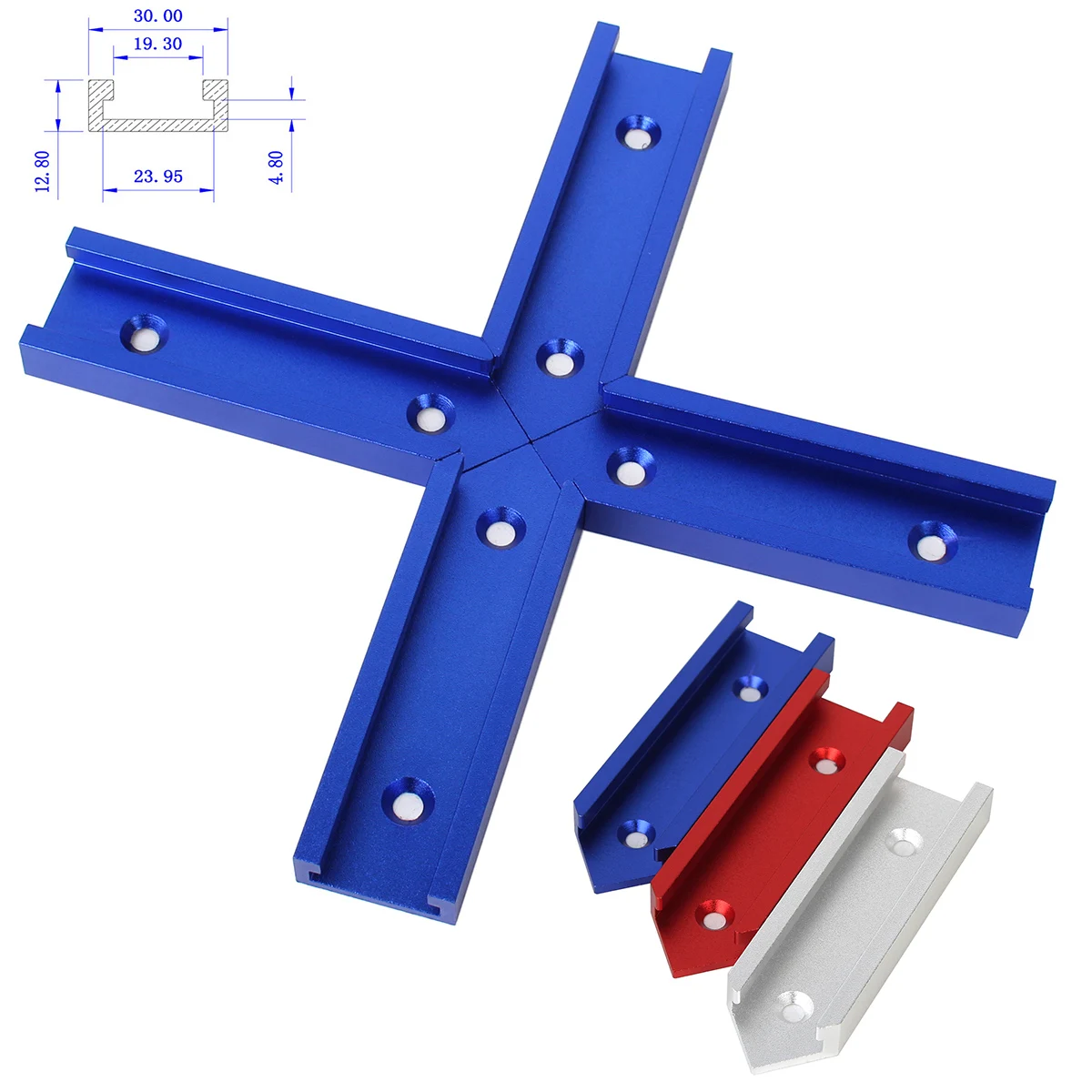 Imagem -02 - Kit de Alumínio T-track Intersection t Slot Chute Miter Table Cross T-track Jig Carpintaria Ferramentas para Trabalhar Madeira 30 tipo Peças