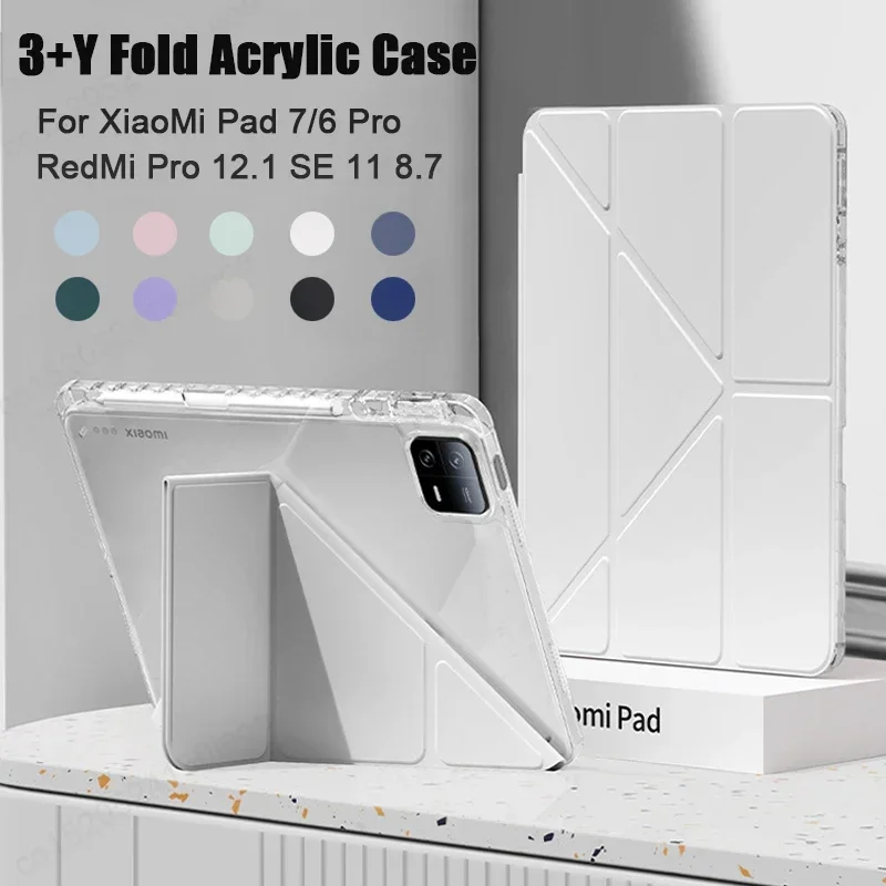 For Xiaomi RedMi Pad SE 11 8.7 Pro 12.1 Inch Case Acrylic Back Tablet Cover for Mi Pad 7 6 5 Pro 11