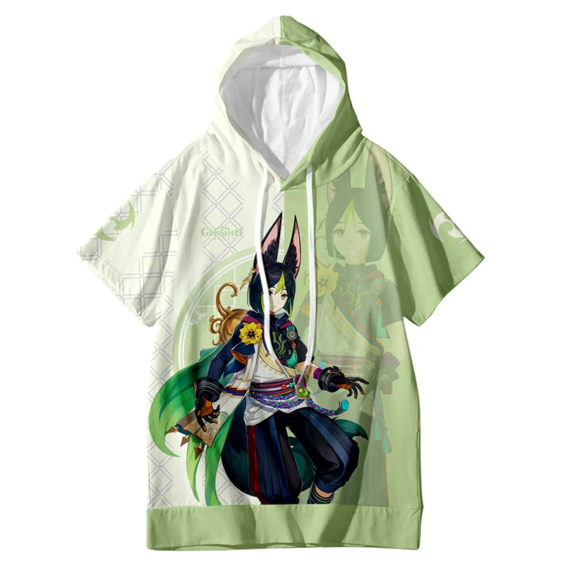 Camiseta con estampado 3D de Genshin Impact Tighnari para hombres y mujeres, camisa de manga corta con estampado de Anime, camisetas gráficas, ropa de calle, Cosplay