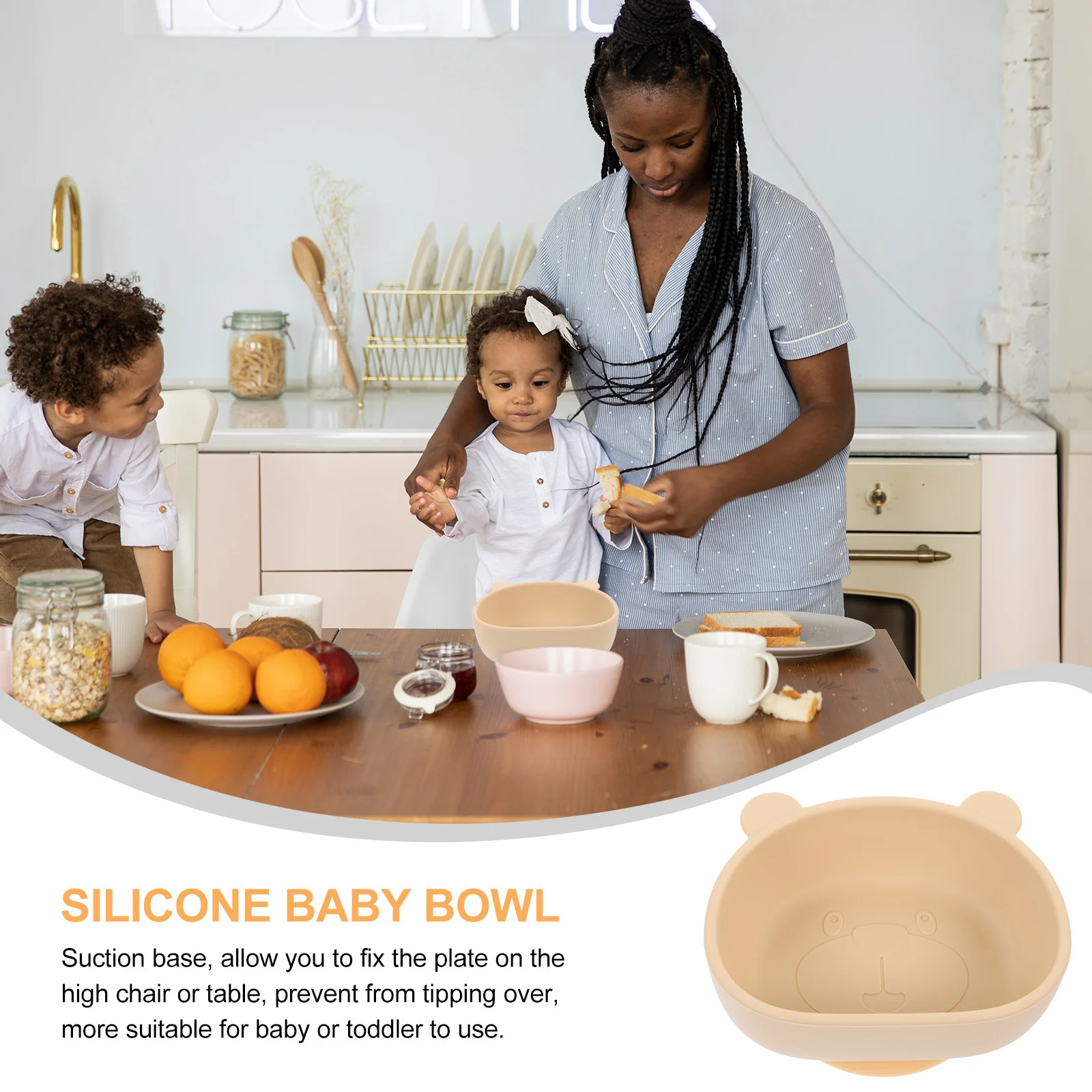 

Suction Baby Bowl Silicone Compact Size Toddler Plate for Self Feeding Baby Suction Bowl Easy Carry Lightweight