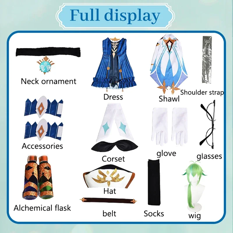 Genshin Impact Sucrose Cosplay Costume Adult Carnival Uniform  Anime Halloween Party Costumes Masquerade Women Game