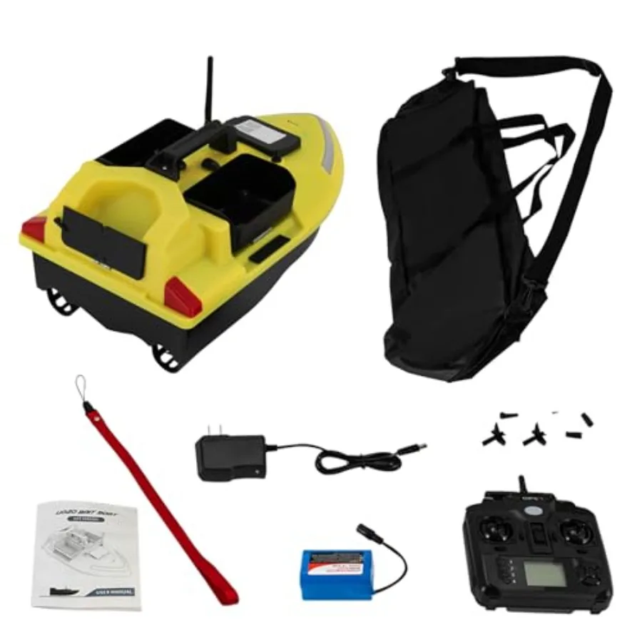 

Радиоуправляемый катер для прикормки рыбы, грузоподъемность 4,4 фунта, с дистанционным управлением на 500 м, аккумулятор 12000 мАч, скорость 5,91 фут/с, желтый, для дальнего заброса прикормки