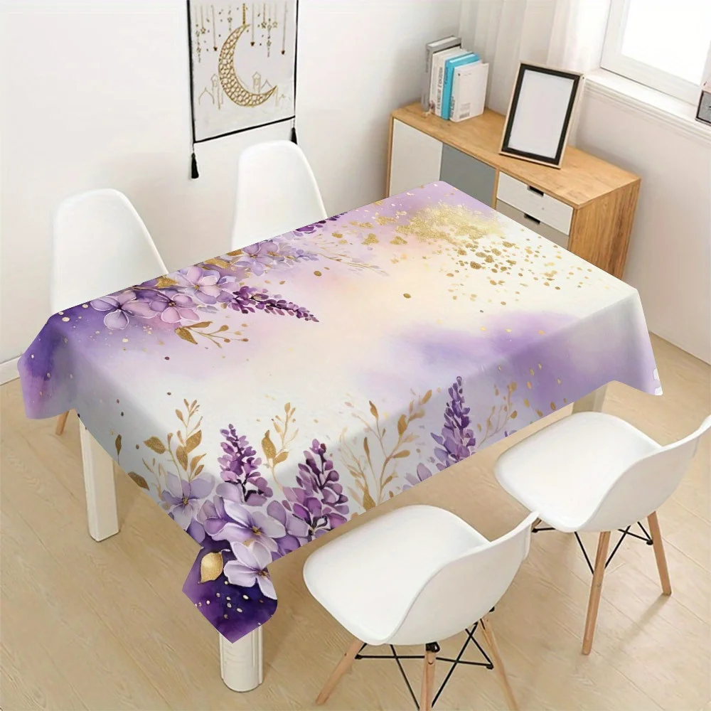 Watercolor Floral Tablecloth Spill Proof Decorative Table Cover for Dining Room Party Decor