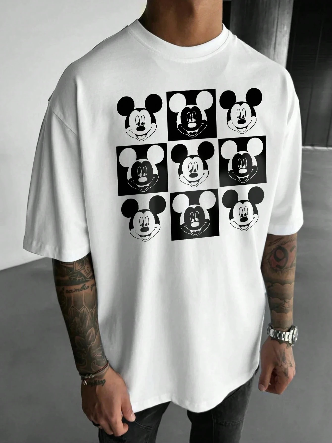 

Disney Collab Mickey Mouse Casual Cartoon Print Short Sleeve T-Shirt Summer Unisex Clothing Couple Outfit Parent-Child Outfit