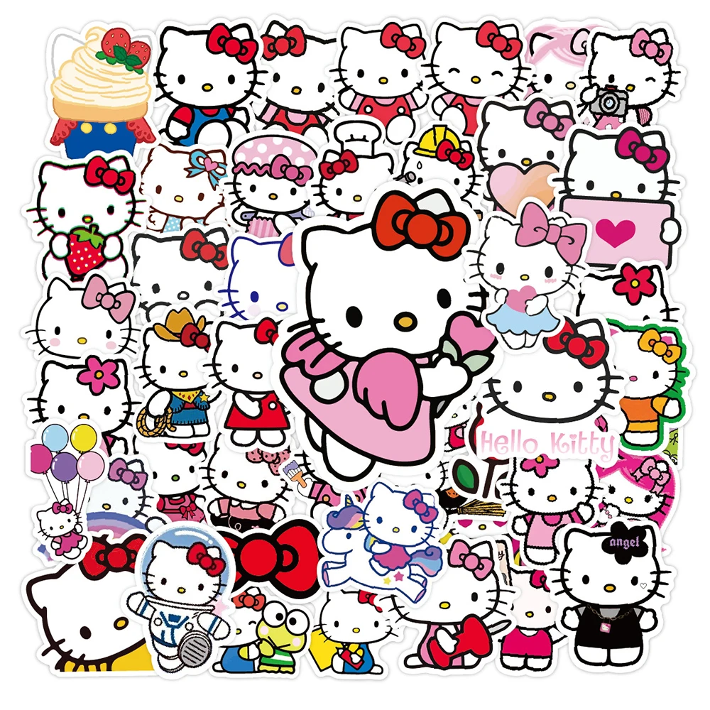 50PCS Sanrio Series Hello Kitty Stickers Cute Multi-purpose Stickers Waterproof Decorative Refrigerator Computer Stickers