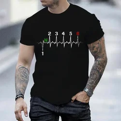 Men Brand T-shirts Motorcycle Gear Shift 1n23456 Heartbeat Ekg Pulse Print T Shirt Men Teeshirt Tshirt Short Sleeve T Shirts Men