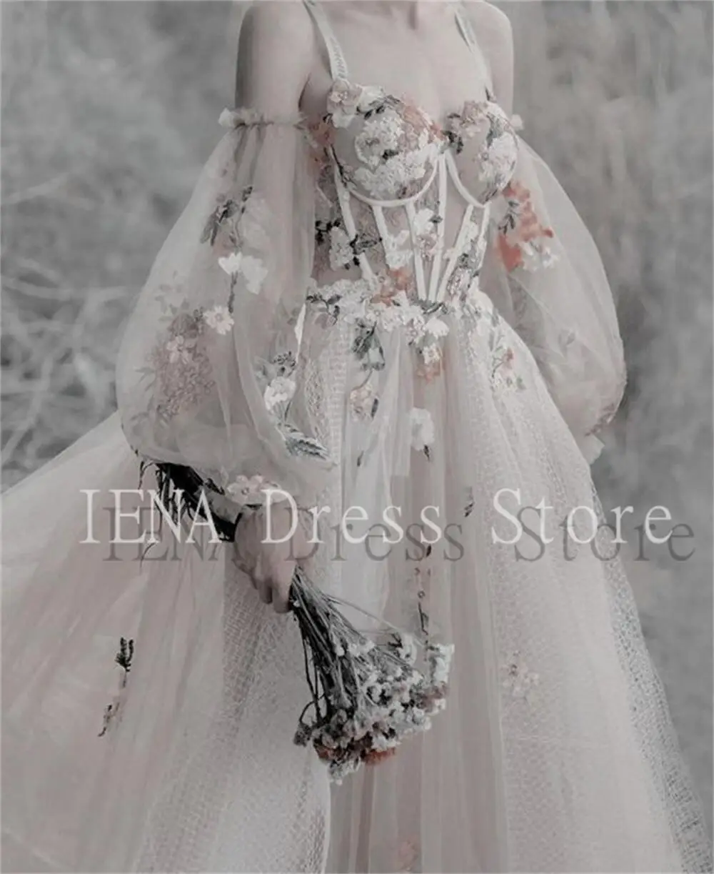 Lila Abendkleid Schatz 3D Blumen Applique Floral Print Layered Puffy Tüll Abendkleid Graduation Homecoming Quinceanera