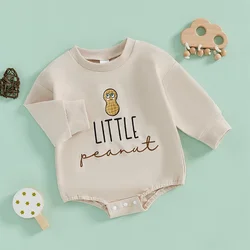 Infant Baby Girls Boys Sweatshirts Rompers Letter Peanut Embroidery Long Sleeve  Bodysuits Jumpsuits Newborn Clothes