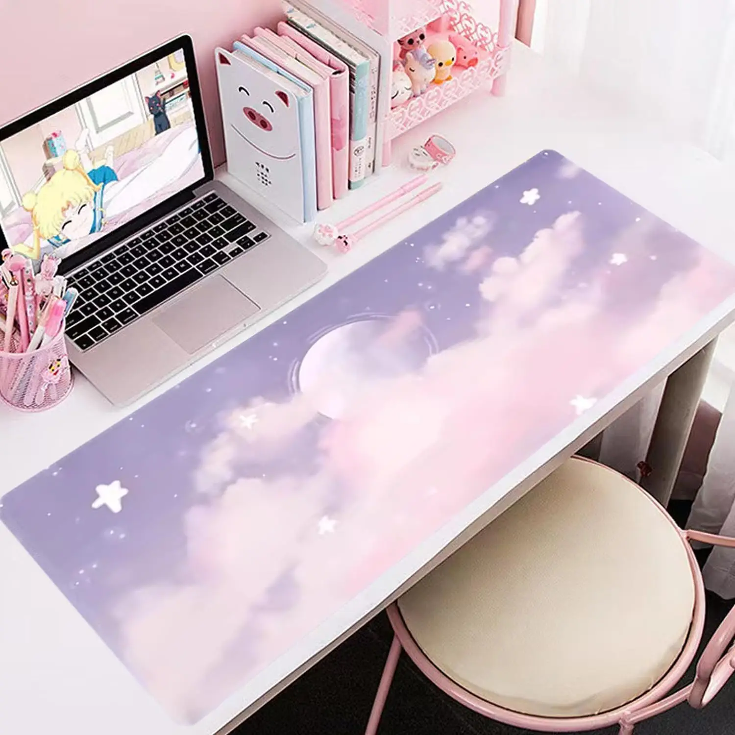 Purple  Mouse Pad Clouds Landscape Large Computer Mat Deskpad Non-Slip Rubber Bottom Laptop Keyboard Mat Office Desktop Pad