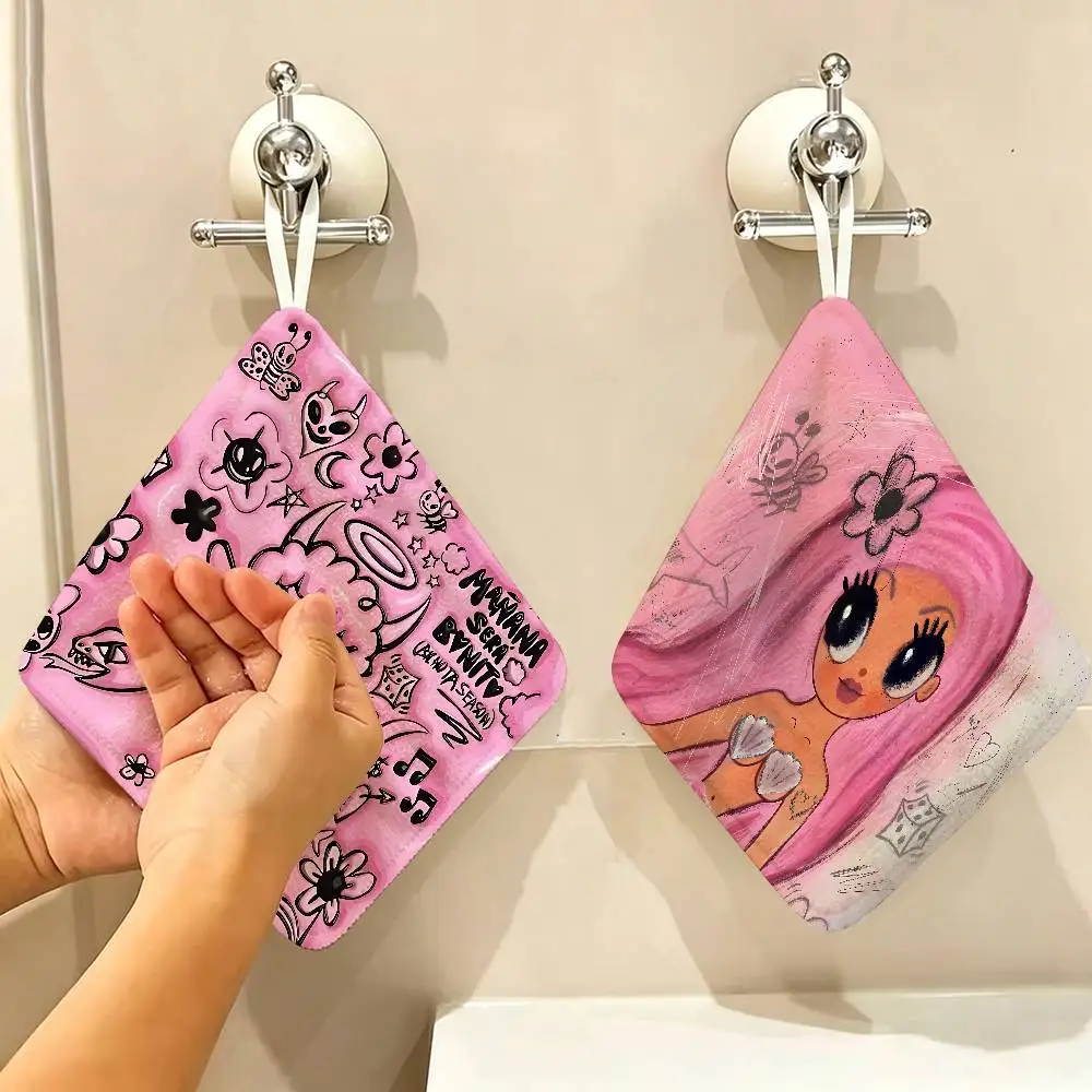 Singer K-Karol G Polyester Cotton Hanging Kitchen Towel, Skin Friendly Hand Wiping Towel for Hotel Cafe Household