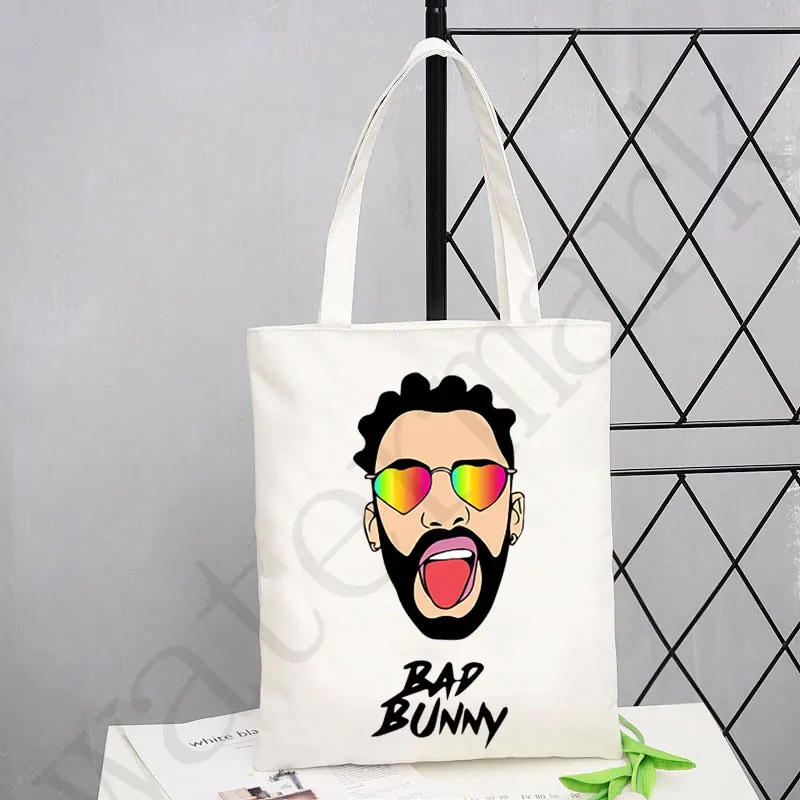 Saco Comprador Dobrável Bad Bunny, Bolsas De Ombro De Lona, Saco De Praia, Álbum De Música, Bolsas De Compras, Bolsas Eco, UN VERANO SIN e TI