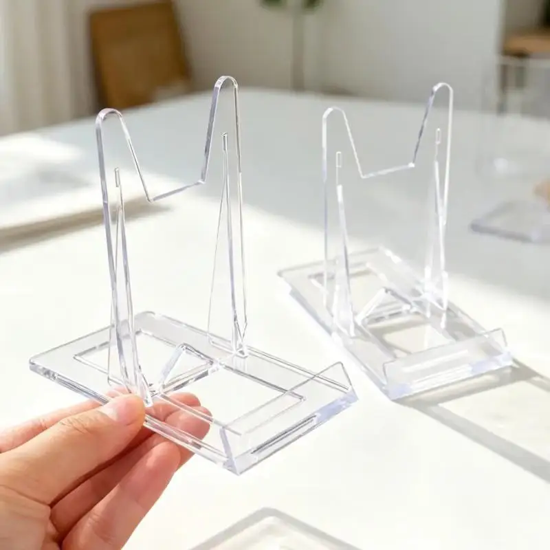2/5Pcs Adjustable Sliding Clear Display Stand Transparent Display Holder Rack Multifunctional Plate Holder Picture Display