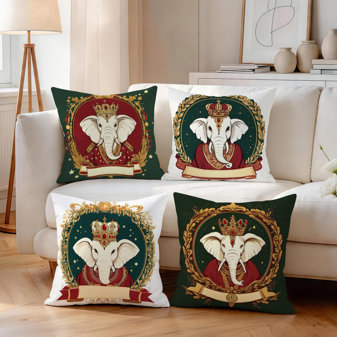 Badge Elephant Pillowcase Printed Polyester 40/45/50cm Throw Pillowcover Decorative Sofa Cushion Pillowslip Home Decor