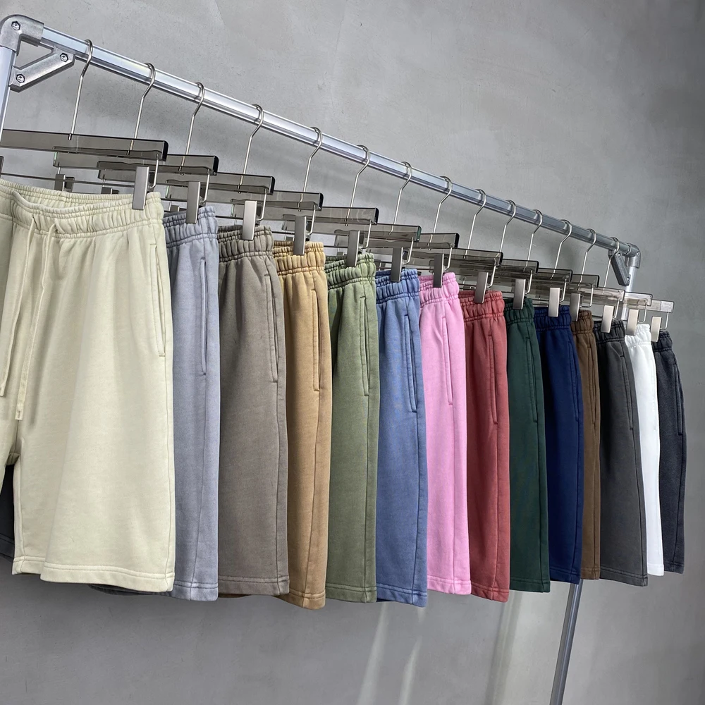 Washed dye make old Terry solid shorts 14 colors