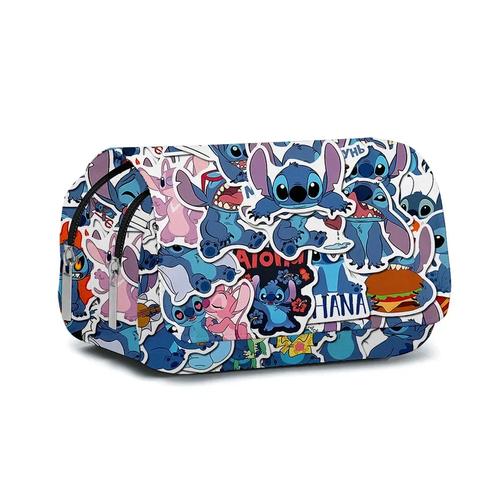 Stitch Cartoon Pen Bag Fully Printed Flap Stationery Box Cartoon Large Capacity Pencil Case Cute Anime Bags Student School Bag image 4