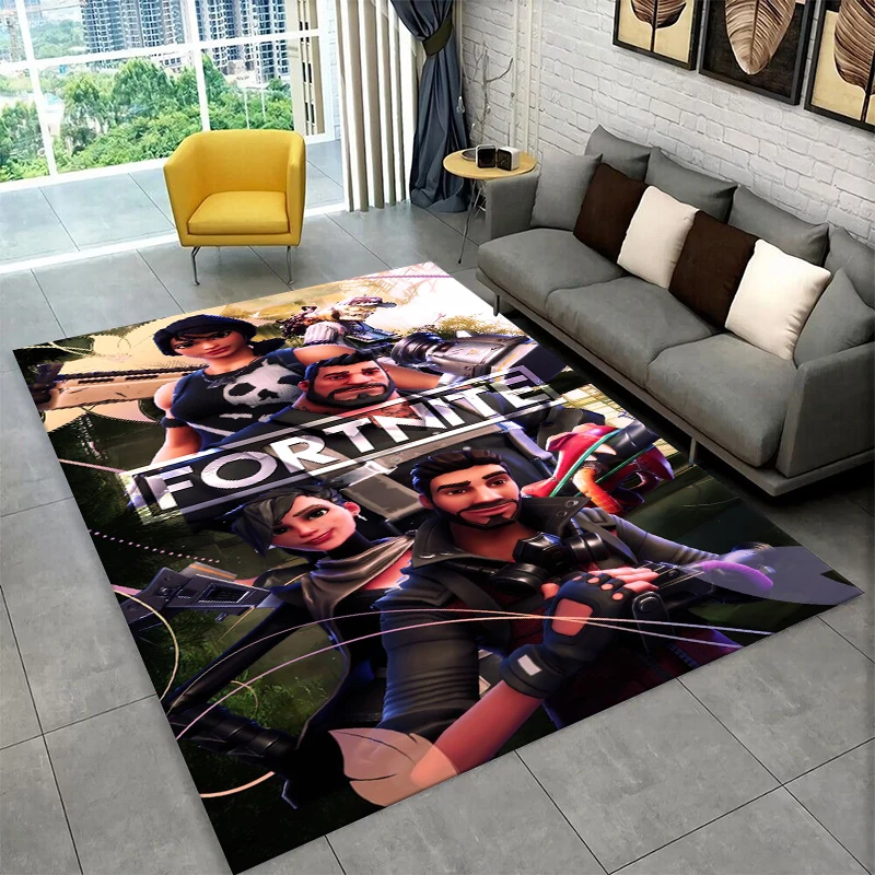 Tapis de jeu F-Fortnite pour enfants, tapis de sol antidérapant pour salle de jeux, chambre à coucher, salon, canapé, décoration de la maison