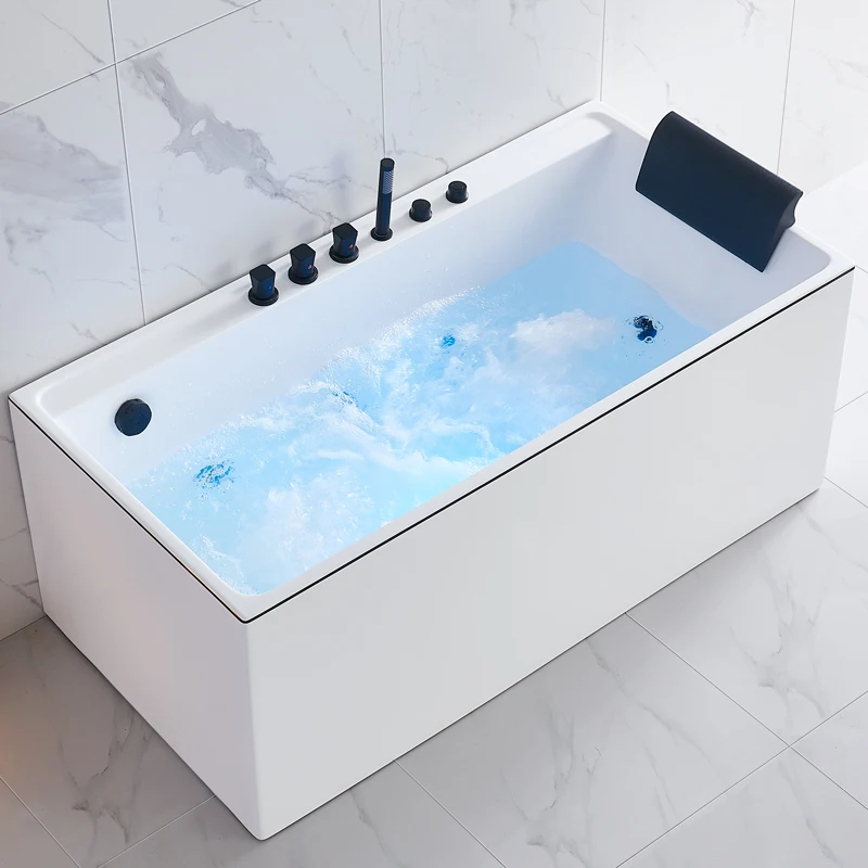 

Freestanding Acrylic Whirlpool Spa Tub Air Jetted Hydromassag New Design Embedded Whirlpool Massage Includes Drainer Bathroom