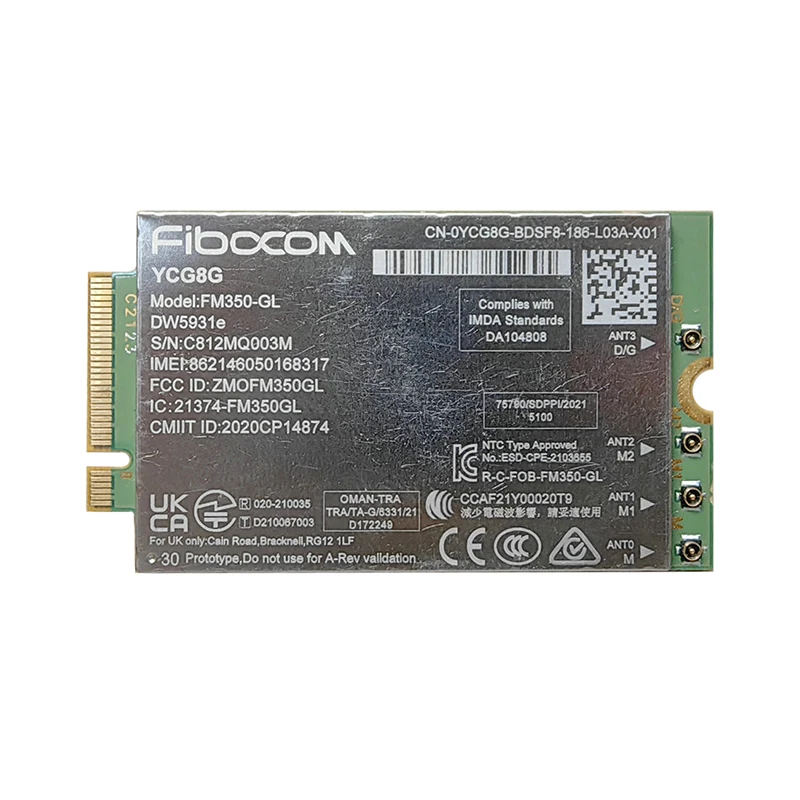 

Fibocom FM350-GL DW5931e 5G M.2 Module For Dell Latitude 5531 9330 3571 Laptop Intel 5G Solution 5000 Global 4x4 MIMO GNSS Modem