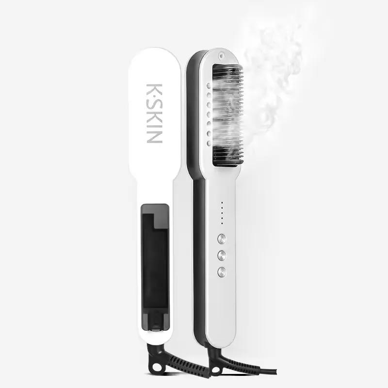 Electric Hot Steam Hair Straightener Comb Brush Beauty Anti-Scald Rapid Heating Straightening Flat Iron  2in1 Curling Irons