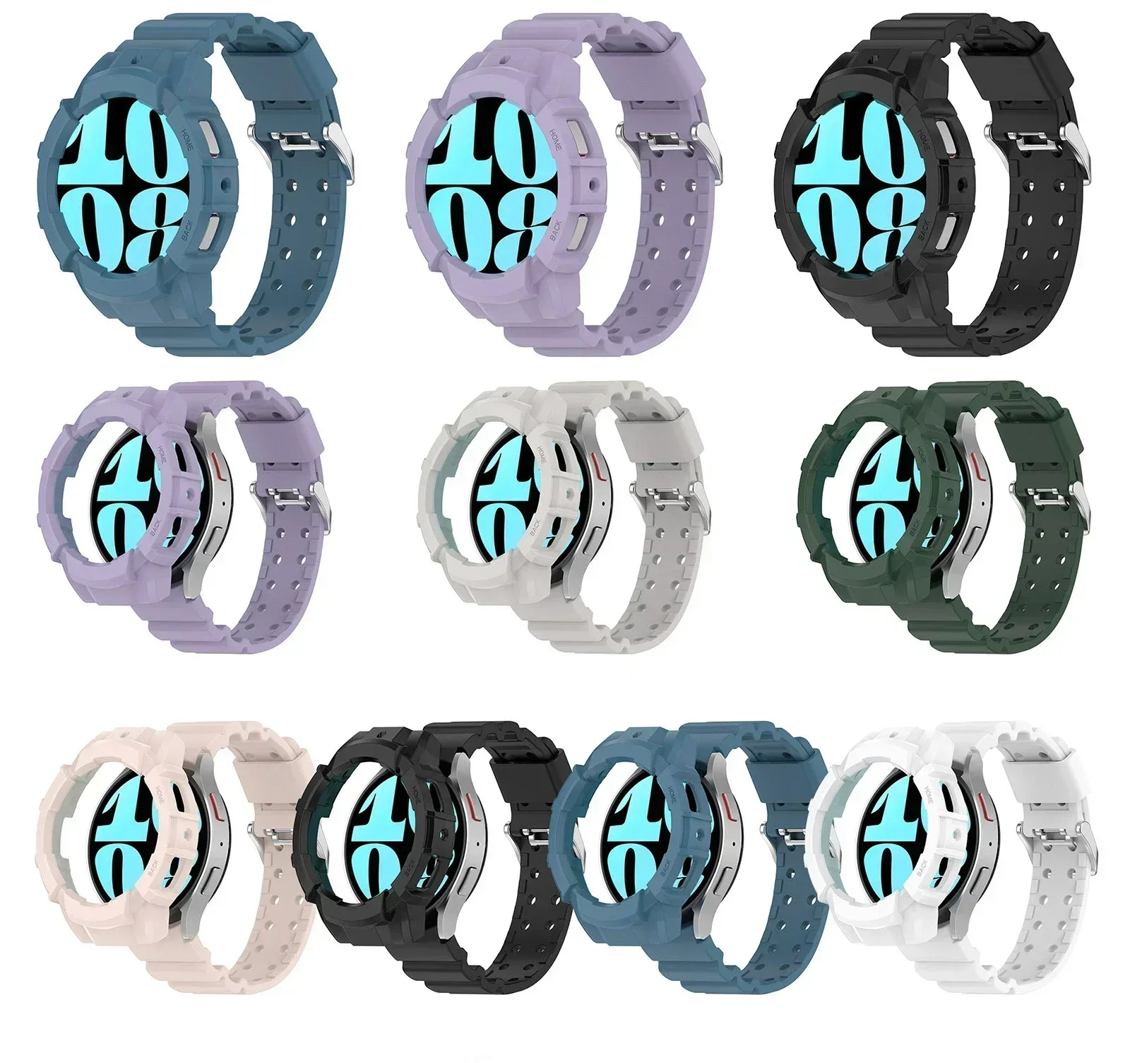 Case+Band for Samsung Galaxy Watch 6 40mm 44mm Armor Sports Silicone Protector Cover Strap for Samsung Watch Bumper Accessories