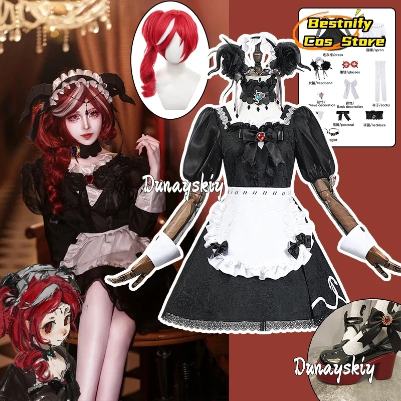 

CosplayIdentity V Crimson Priestess Cosplay Costume French Maid Lolita Skirt Women's Dresses Anime Outfits Wig Shoe Prop じらいけい S
