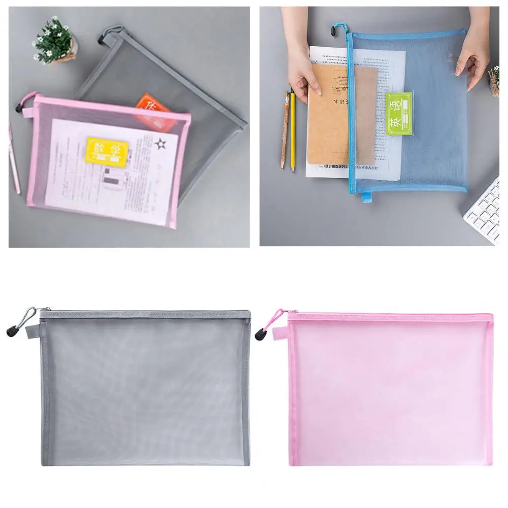 Transparent Document Holder Lightweight File Organizer Capacity Portable File Holder with Zipper for A4 Documents for Office
