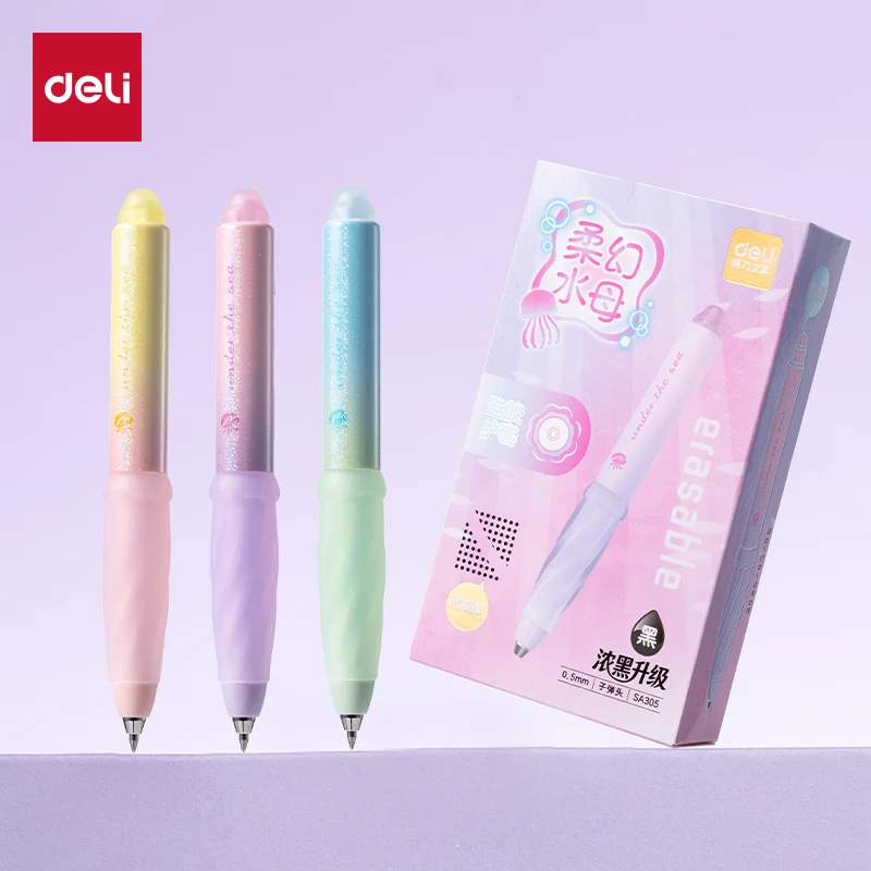

Набор гелевых ручек Deli, 10 шт., 0,5 мм, с черными и синими чернилами, стираемые, милые, для офиса и школы, подарок
