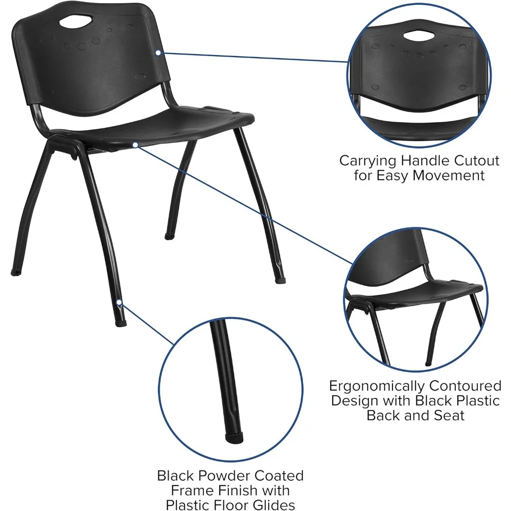إيما + أوليفر 880 رطل. كرسي جانبي للمكتب مصنوع من البلاستيك الأسود