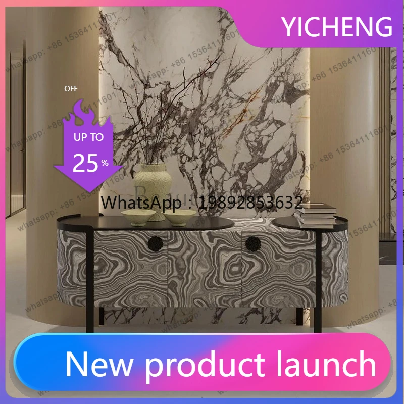 LYY Light luxury retro texture TV cabinet artistic side cabinet high-end villa luxury stone secret cabinet