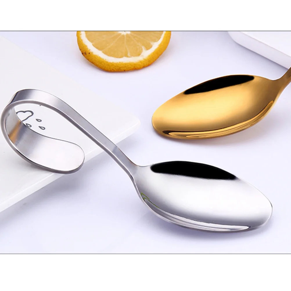 

Stainless Steel Curved Handle Spoon Premium Mirror Finish Serving Tableware For Wedding Buffet Hotel Catering Bent