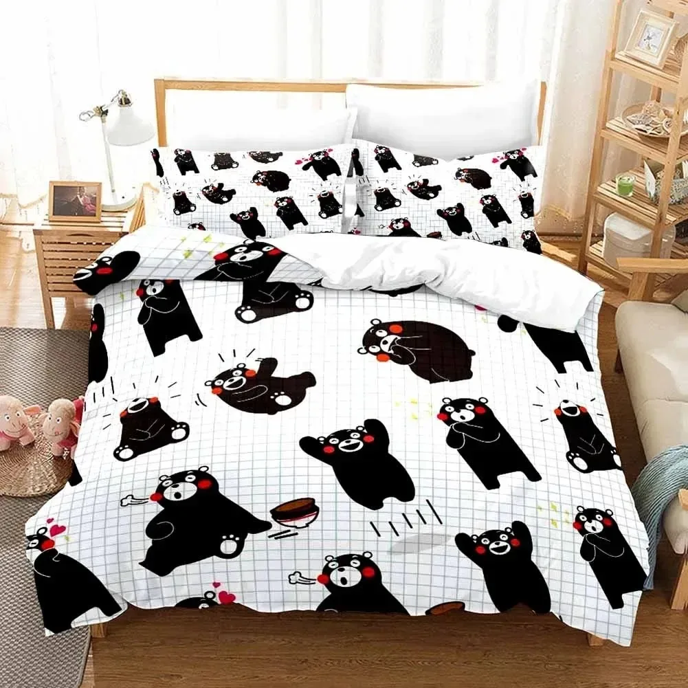 3D Print Cartoon Comics Kumamon Bedding Set 3D Printed Suitable for Bedroom Duvet Cover Set With Pillowcases Kids Home Textile