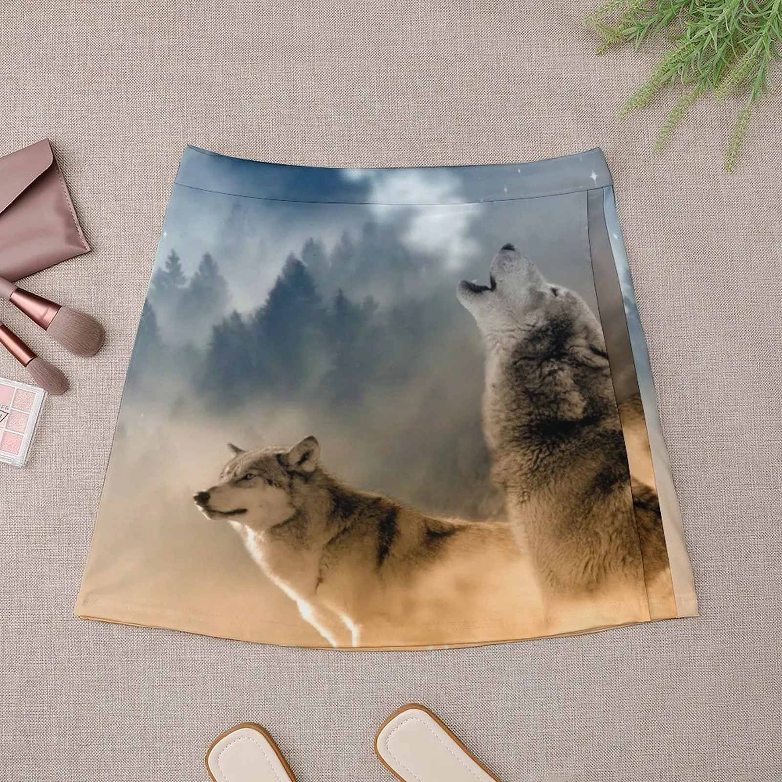 Wolf Trio and the Moon Mini Skirt shorts Women's skirts Mini Skirt
