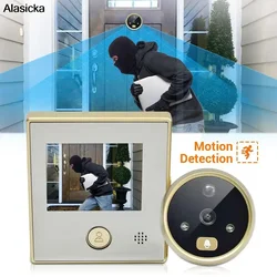 2.8 Inch LCD Display Smart Video Doorbell Auto Photo & Video Cats Eye  Motion Detection Li-ion Battery Nighttime Doorbell Camera