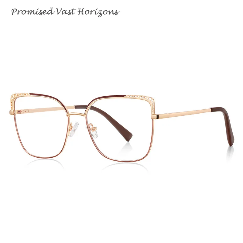 Montature per occhiali resistenti al blocco della luce blu in metallo ottico con motivo cavo progressivo a doppio colore con giunture colorate originali