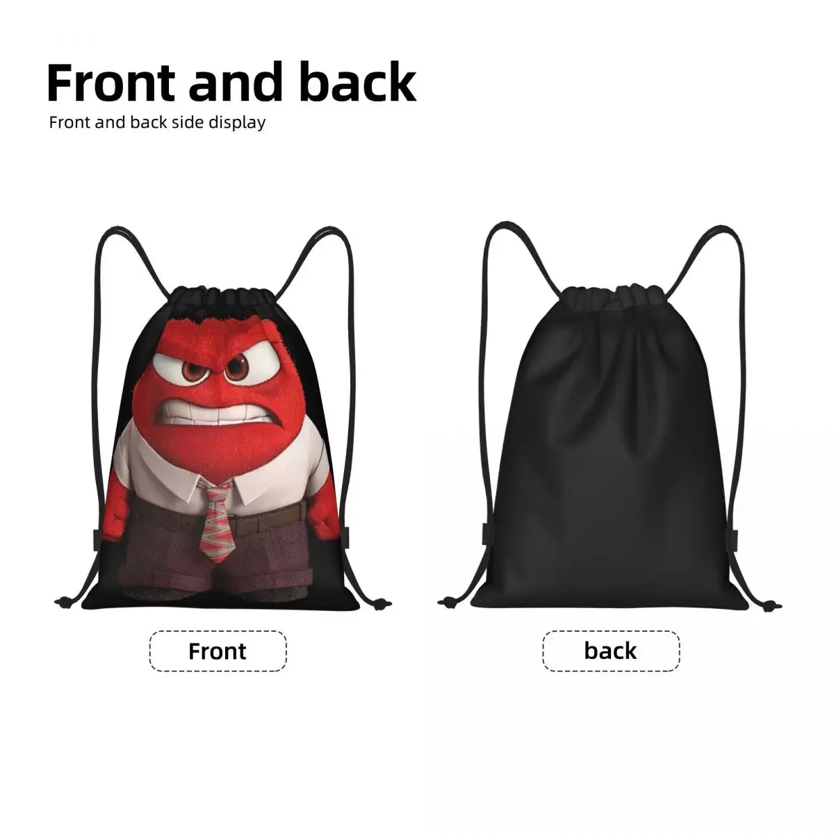 Custom Cute Inside Out Anger Drawstring Backpack Sports Gym Bag for Women Men Shopping Sackpack