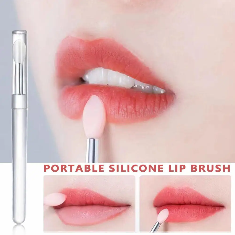 Silicone Lip Brush With Cap Portable Lips Mask Stain Lipstick Glitter Brush Makeup Tools Artist Manicure Special Applying P7J0