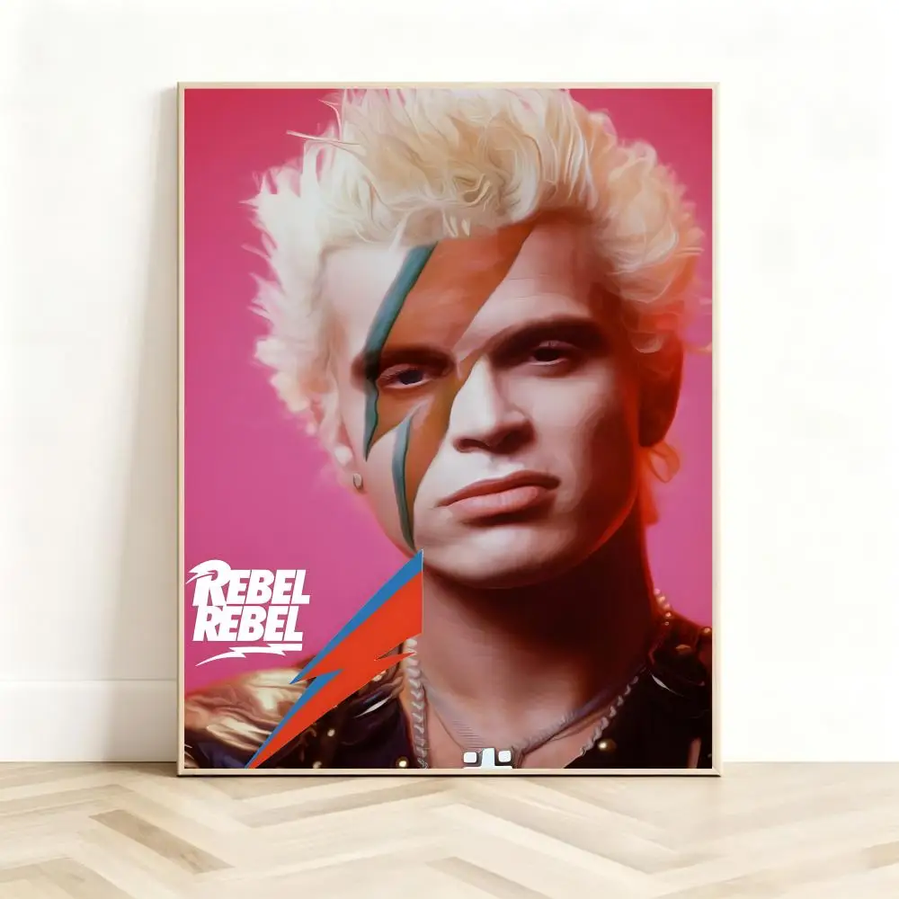 Rock Singer Billy Idol Poster Classic Self-Adhesive PP Wall Sticker for Living Room Bar Decor Gift
