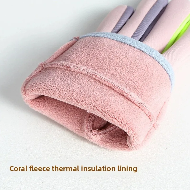 الشتاء صوف مبطن يندبروف قفاز مقاوم للماء ركوب الدراجات في الهواء الطلق الرياضة الشباب بنين فتاة صغار للجنسين التزلج الثلوج الطقس البارد الحراري #5
