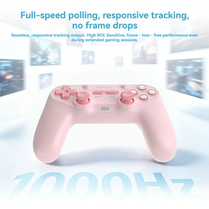 IMECOO Retro Wireless Game Controller Hall Joystick 1000Hz Macro Programmable Fps Gaming Works with Pc Ps4 Switch Ios Androidc