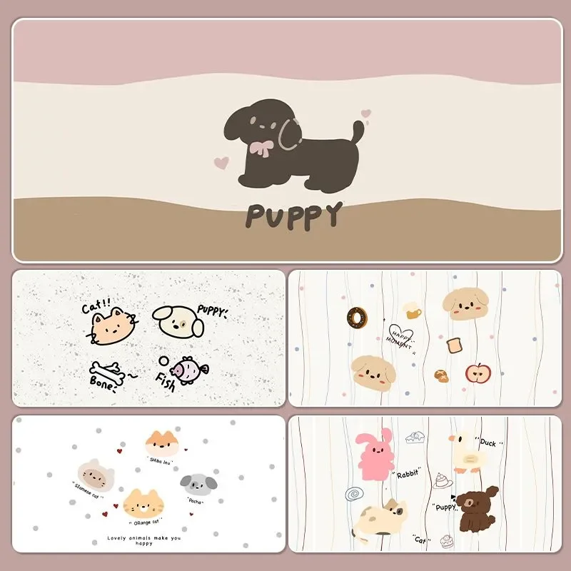 

Cartoon Cute Puppy Rubber Mouse Pad Gamer Big MousePad for Computer Gaming Locking Edge Keyboard Desk Mice Pad Rubber Table Mat