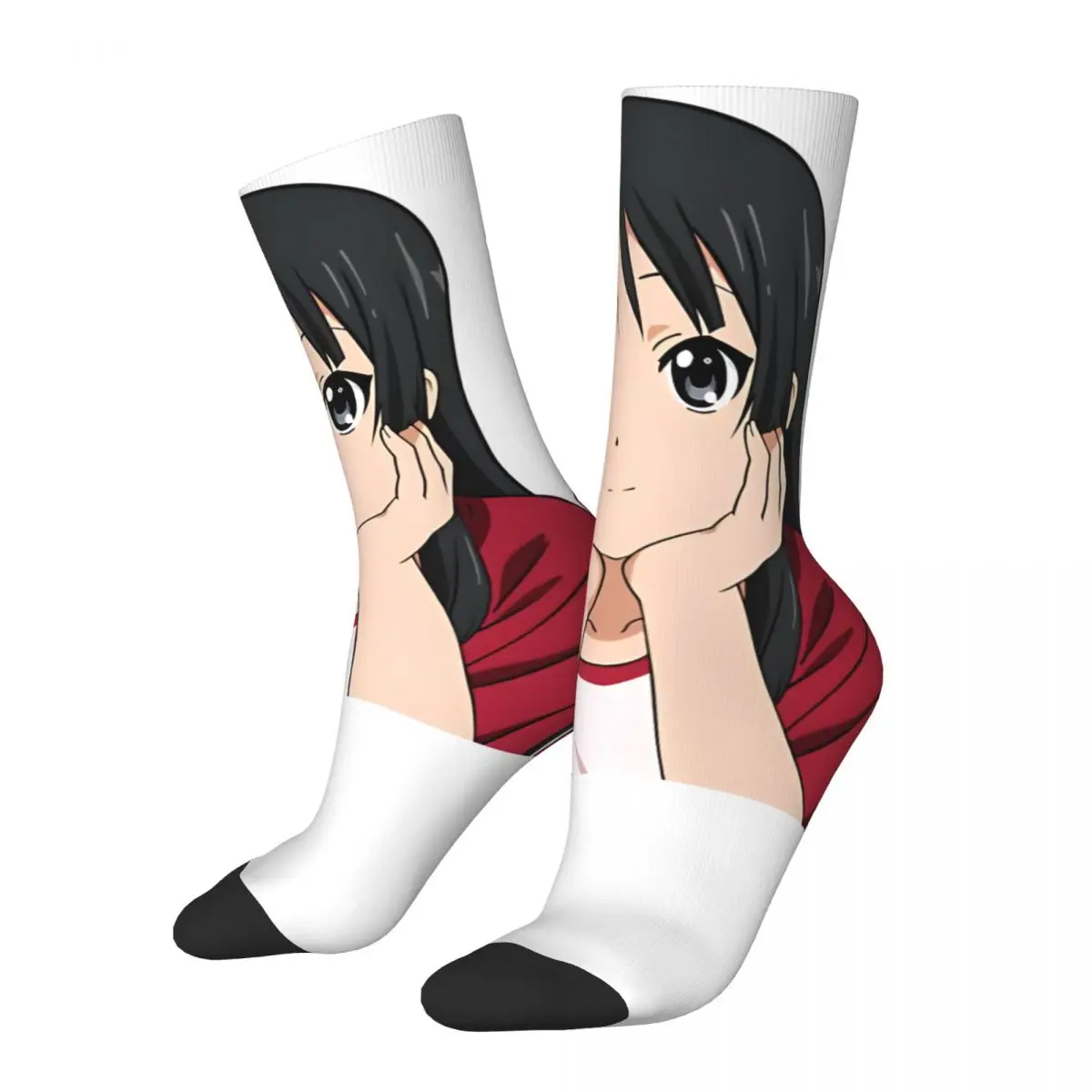 Mio Akiyama Curious Look K - ON Men's Socks Retro Harajuku K-ON Street Style Novelty Pattern Crew Sock